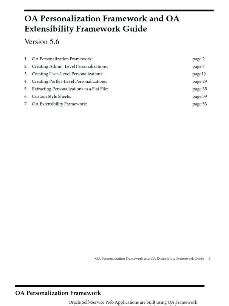 OA Personalization Framework and OA Extensibility Framework Guide | PDF ...
