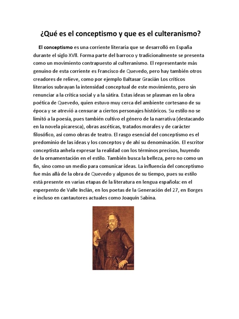 Qué Es El Conceptismo Y Que Es El Culteranismo Pdf Barroco Las Artes