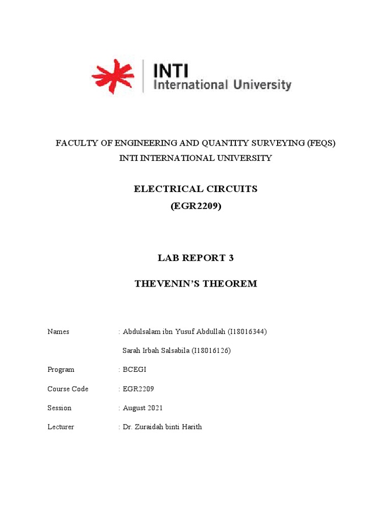 Electrical Circuit Exp 3 Pdf Electrical Network Physical Quantities