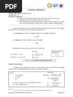 General Physics 1: Activity Title: Impulse and Momentum Activity No.: 2.2 Learning Competency