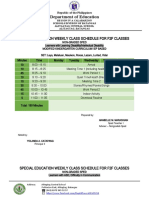 Department of Education: Special Education Weekly Class Schedule For F2F Classes