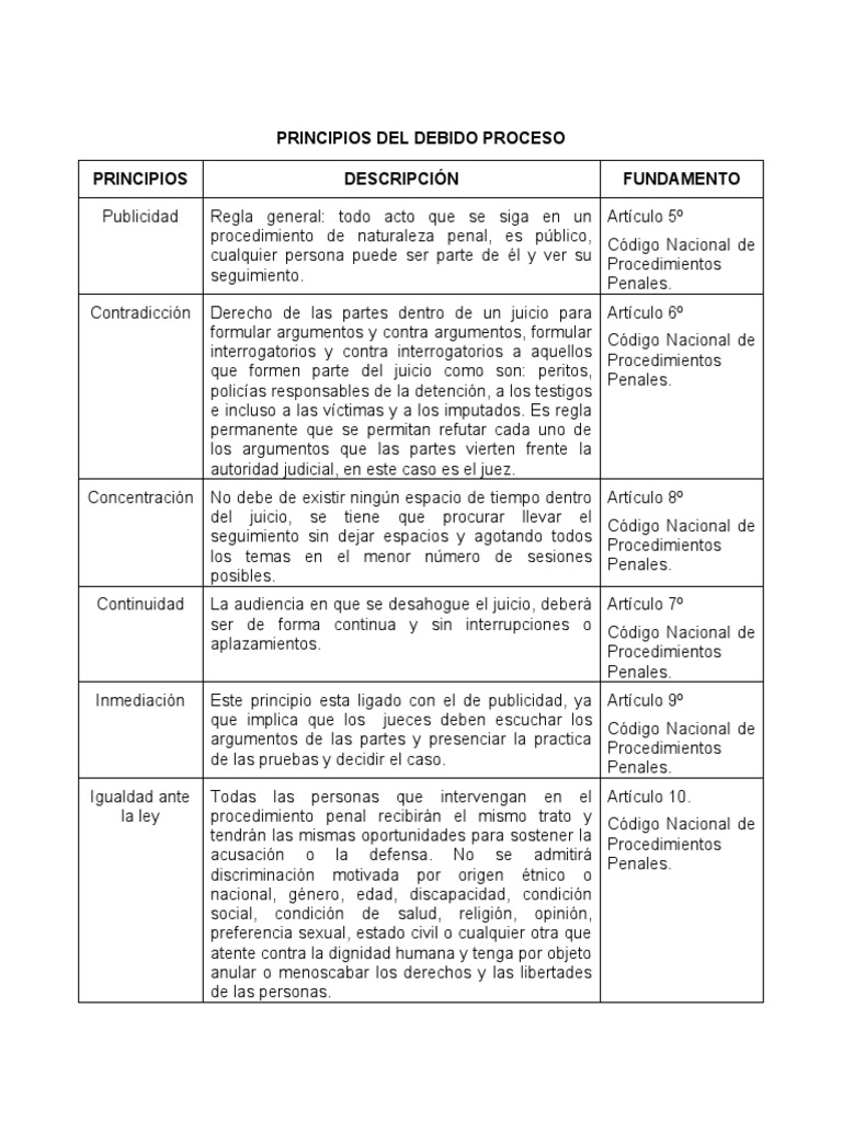 Principios del Debido Proceso Penal | PDF | Derecho penal | Debido al ...