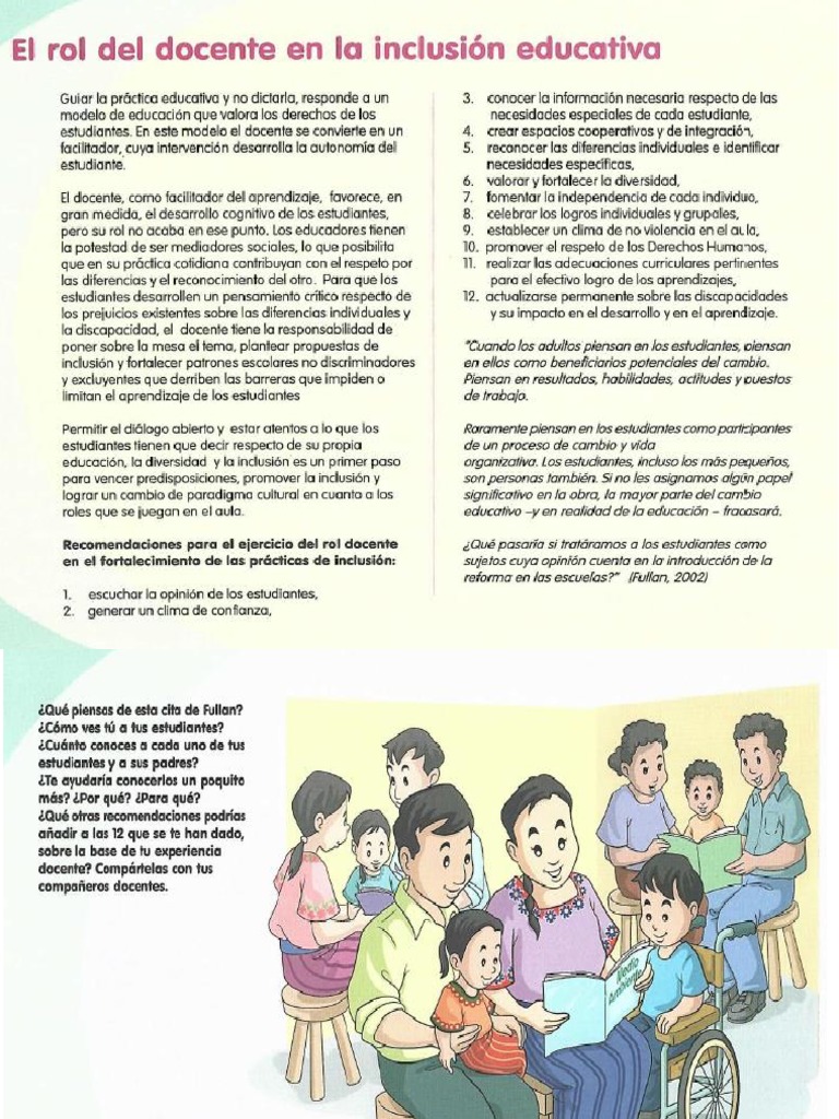 Lectura No 6 El Rol Del Docente en La Educacion Inclusiva | PDF