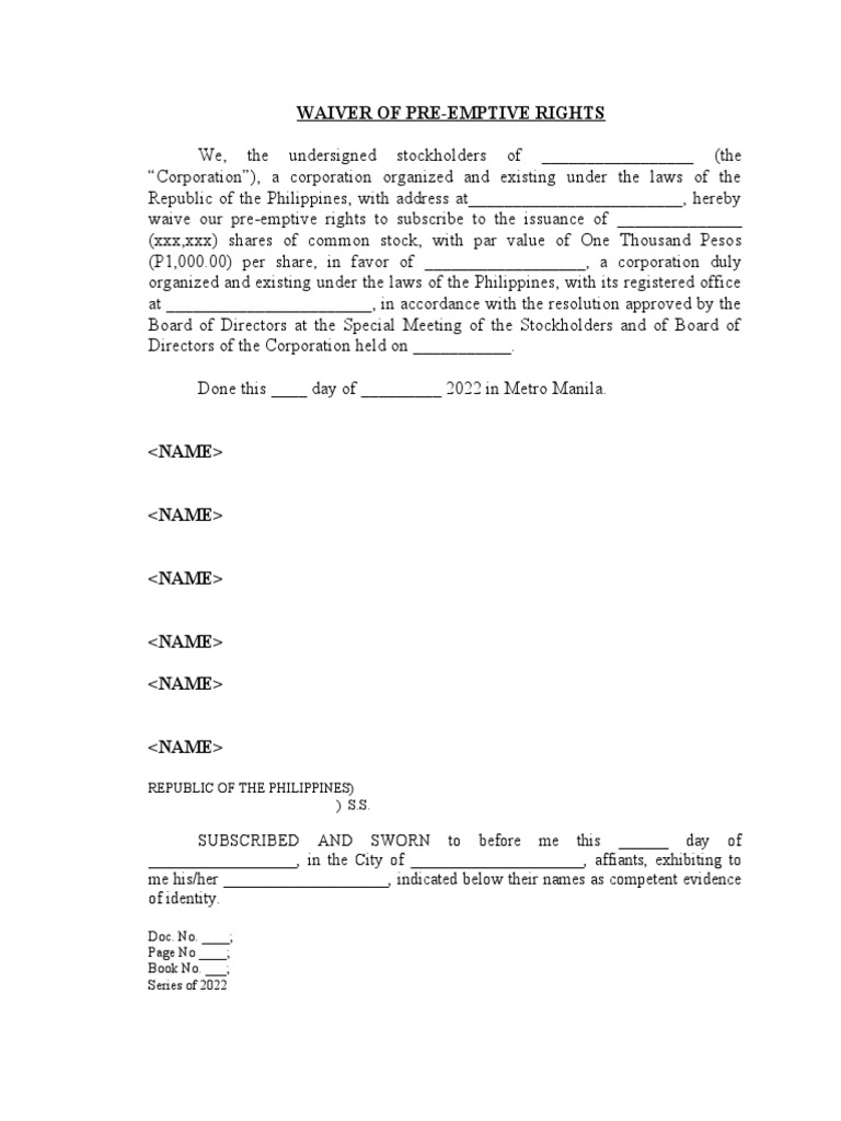 What Is Pre-Emptive Rights Notice? – SNLI