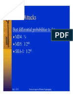 Direct Attacks: Best Differential Probabilities To Date MD4: MD5: 1/2 SHA-1: 1/2