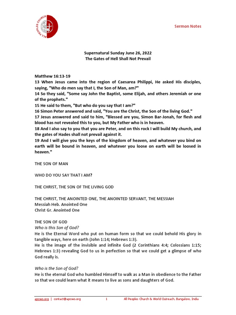 The Gates Of Hell Shall Not Prevail Ps Ashish Raichur Pdf Jesus