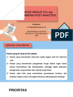 Indikasi Masuk Icu Dan Perawatan Post Anastesi: Kepaniteraan Anastesi Rsud Dr. M. Yunus Bengkulu 2020