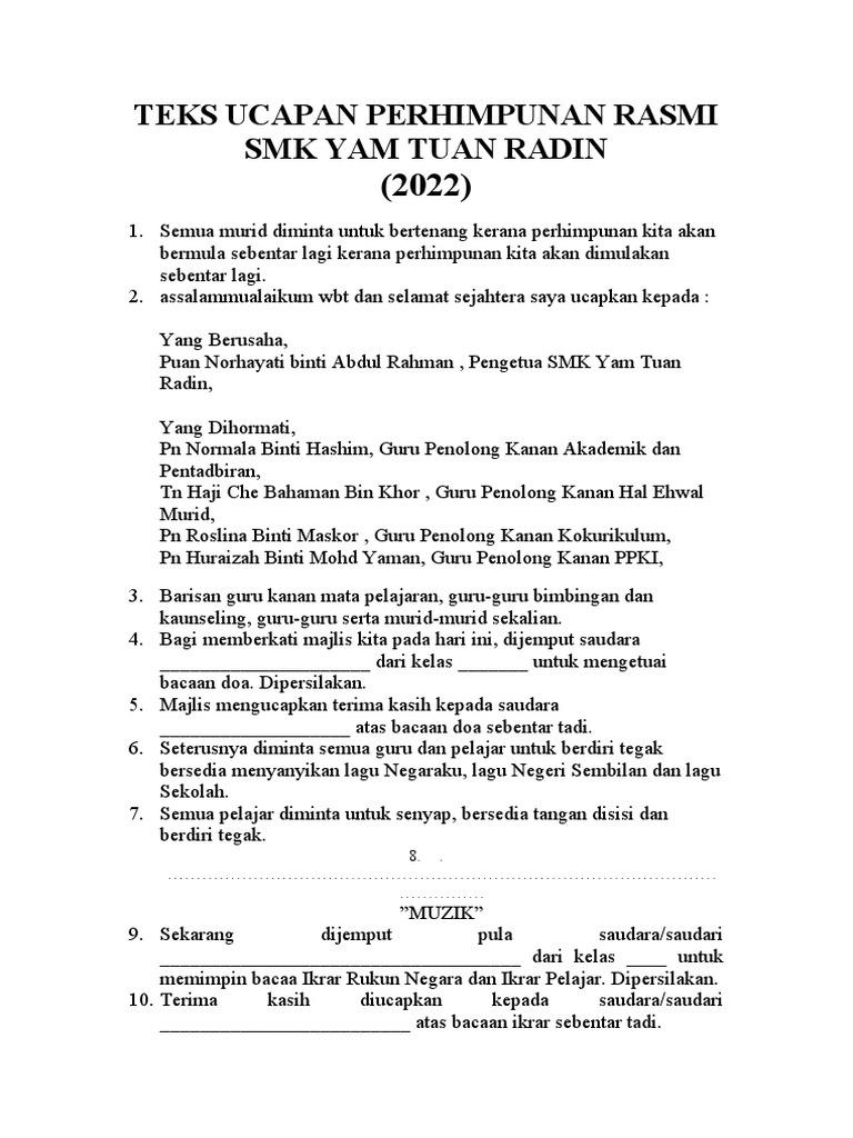 Teks Perhimpunan Rasmi | PDF