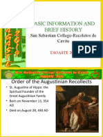 Basic Information and Brief History: San Sebastian College-Recoletos de Cavite