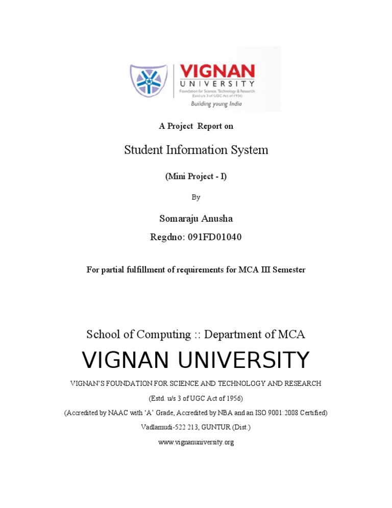 Student Information System Project Report | PDF