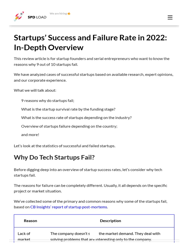 Startup Success Rate in 2022 by Stage, Industry, Location | PDF ...