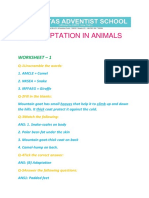 L - 4 Adaptation in Animals: Worksheet - 1