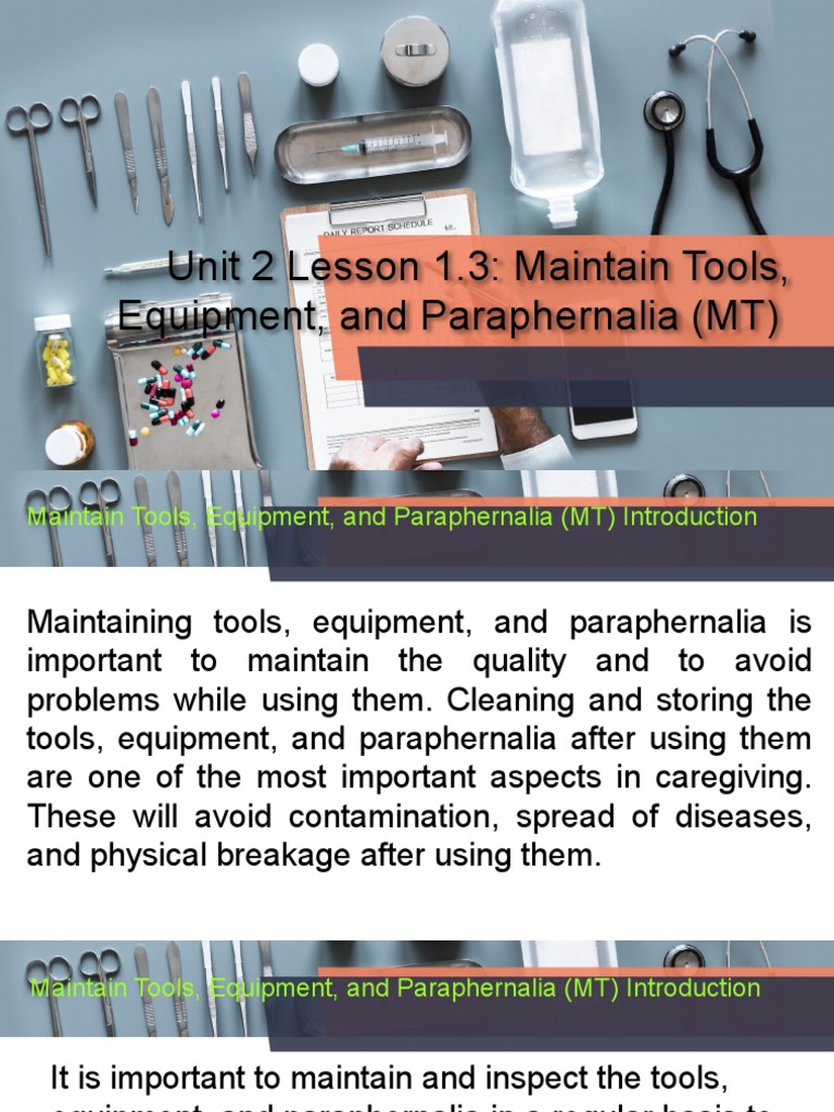 Maintaining Caregiver Tools and Equipment | PDF | Washing Machine ...
