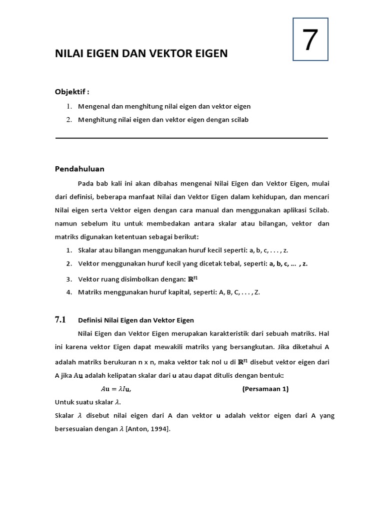 Nilai dan Vektor Eigen dalam Matriks | PDF | Metode & Bahan Ajar ...