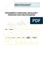 Procedimiento PTS Operacional Instalación y Operacion Planta Seleccionadora