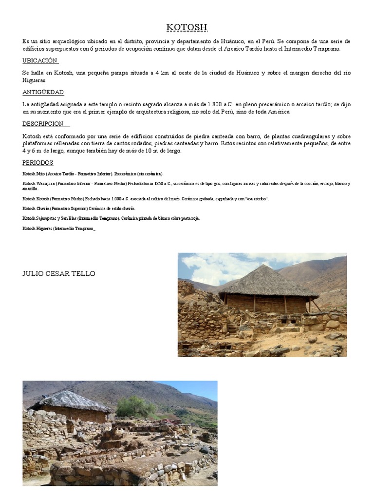 Kotosh: Templo Arqueológico en Perú | PDF