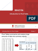 BBA2106 - Week7 - Introduction To Pivot Table