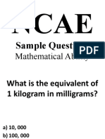 Sample Questions: Mathematical Ability