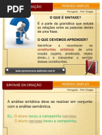 SLIDE - SINTAXE DA ORAÇÃO - PERÍODO SIMPLES