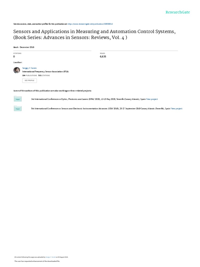 Advances in Sensors Vol 4 | PDF | Wireless Sensor Network | Biosensor