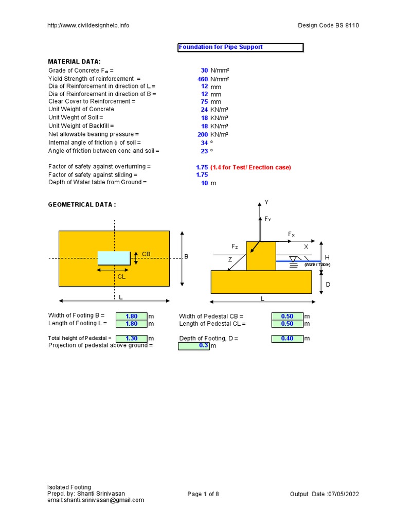 Material Data:: Foundation For Pipe Support | PDF | Civil Engineering ...