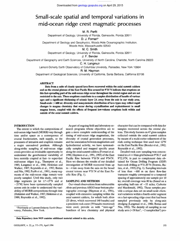 Small-Scale Spatial and Temporal Variations in Mid-Ocean Ridge Crest ...
