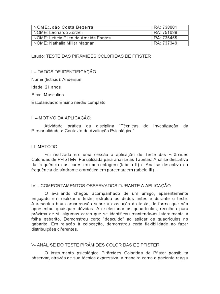 Modelo De Laudo Teste Palografico/modelo De Laudo Ergonomico