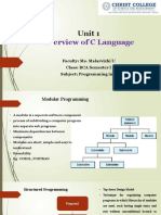 Overview of C Language: Unit 1