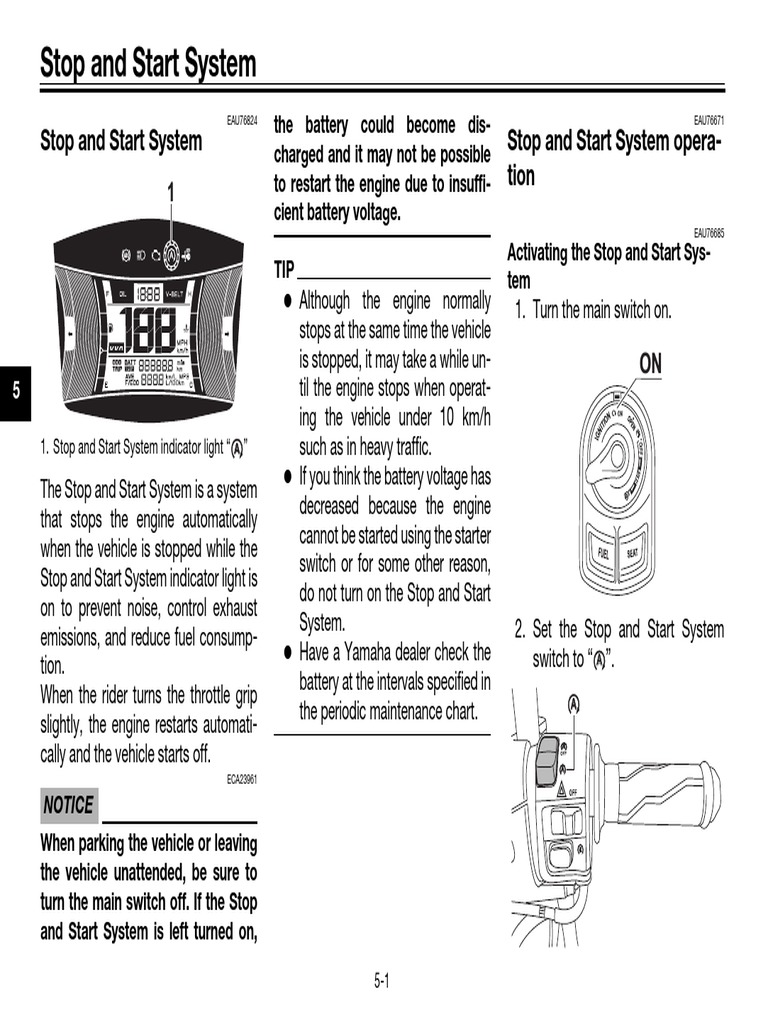 Yamaha Nmax Stop and Start System PDF Vehicles Internal