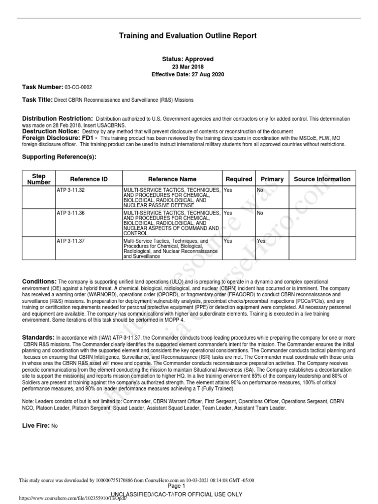 Direct CBRN Reconnaissance and Surveillance 2020 PDF | PDF | Cbrn ...