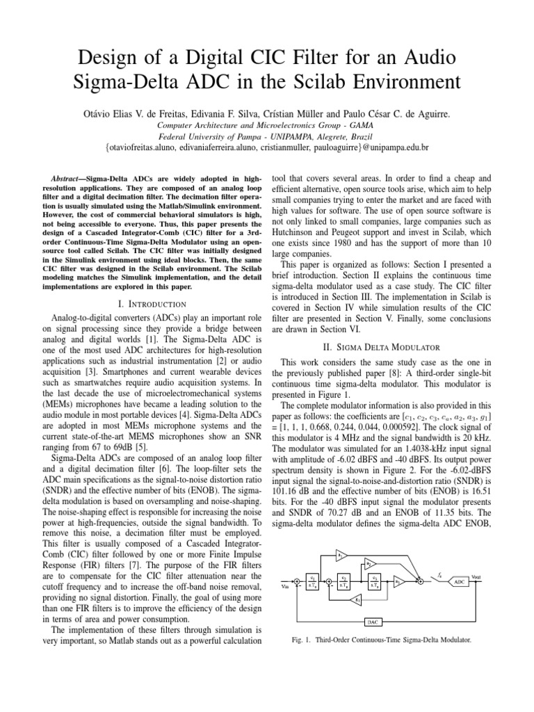 CIC Filter Design for Sigma-Delta ADCs | PDF | Analog To Digital ...