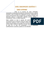 Diferencia Entre Conocimiento Científico y Saber Cotidiano