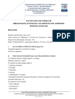 Tematica Si Bibliografie Admitere Farmacie 2022