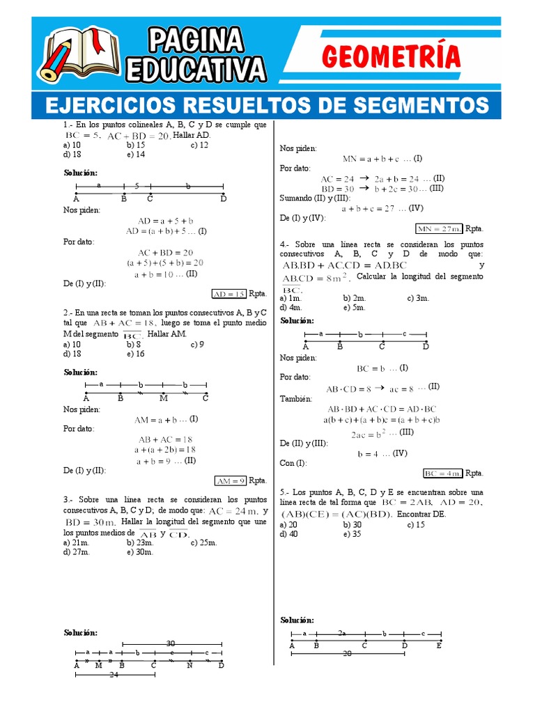 Ejercicios Resueltos de Segmentos Pagina Educativa | PDF | Matemáticas ...