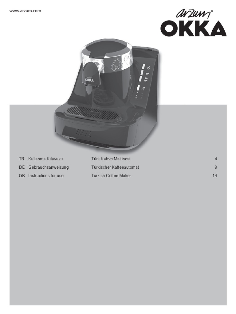 Arzum Okka Coffee Machine PDF