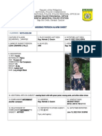 Missing Person Alarm Sheet: Quezon Police Provincial Office Sariaya Municipal Police Station