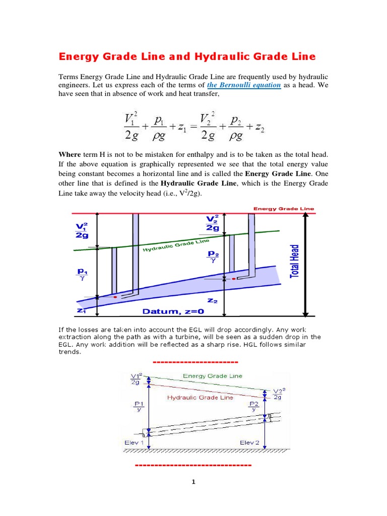 Energy Grade Line and Hydraulic Grade Line PDF Turbine Torque