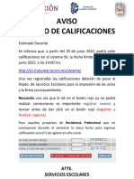 Aviso Calificaciones