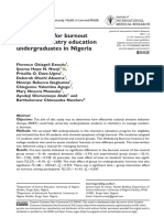 Intervention For Burnout Among Chemistry Education Undergraduates in Nigeria