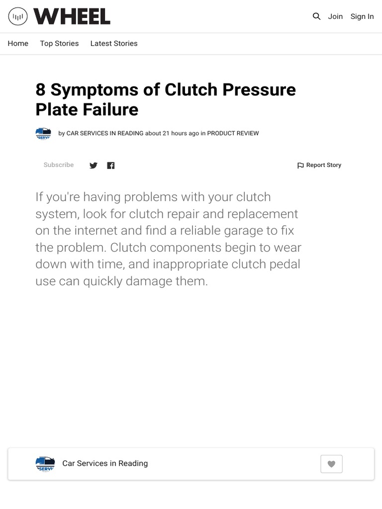 Symptoms of Clutch Pressure Plate Failure Download grátis PDF