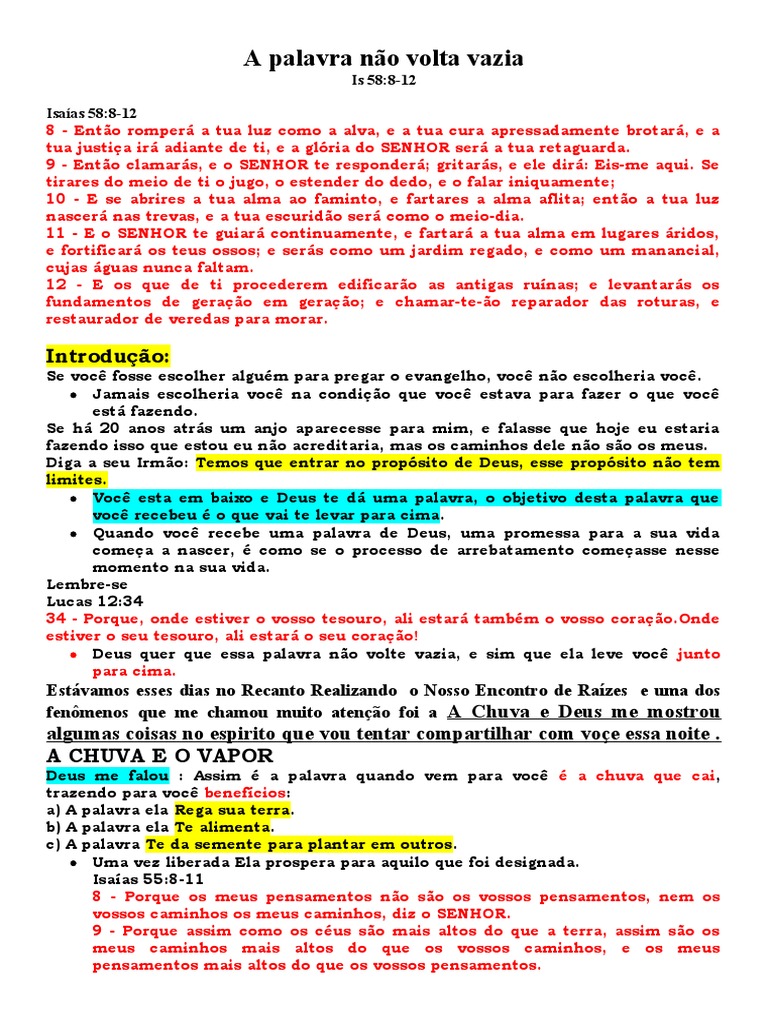 A Palavra de Deus Nao Volta Vazia-1 | PDF | Elias | Deus