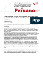 Aprueban Normas Técnicas Peruanas Sobre Productos de Acero, Aguas Residuales, Cerraduras, Cementos y Otros