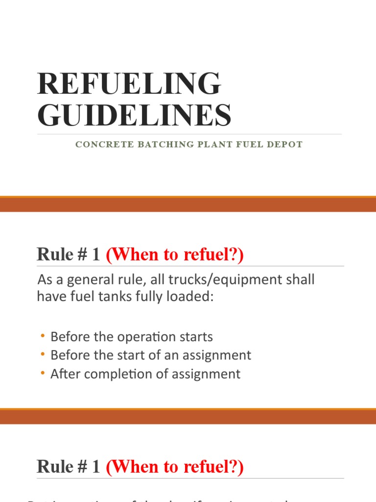 Refueling Guidelines: Concrete Batching Plant Fuel Depot | PDF ...