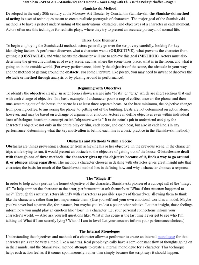 Stanislavski Method: Core Techniques Explained | PDF