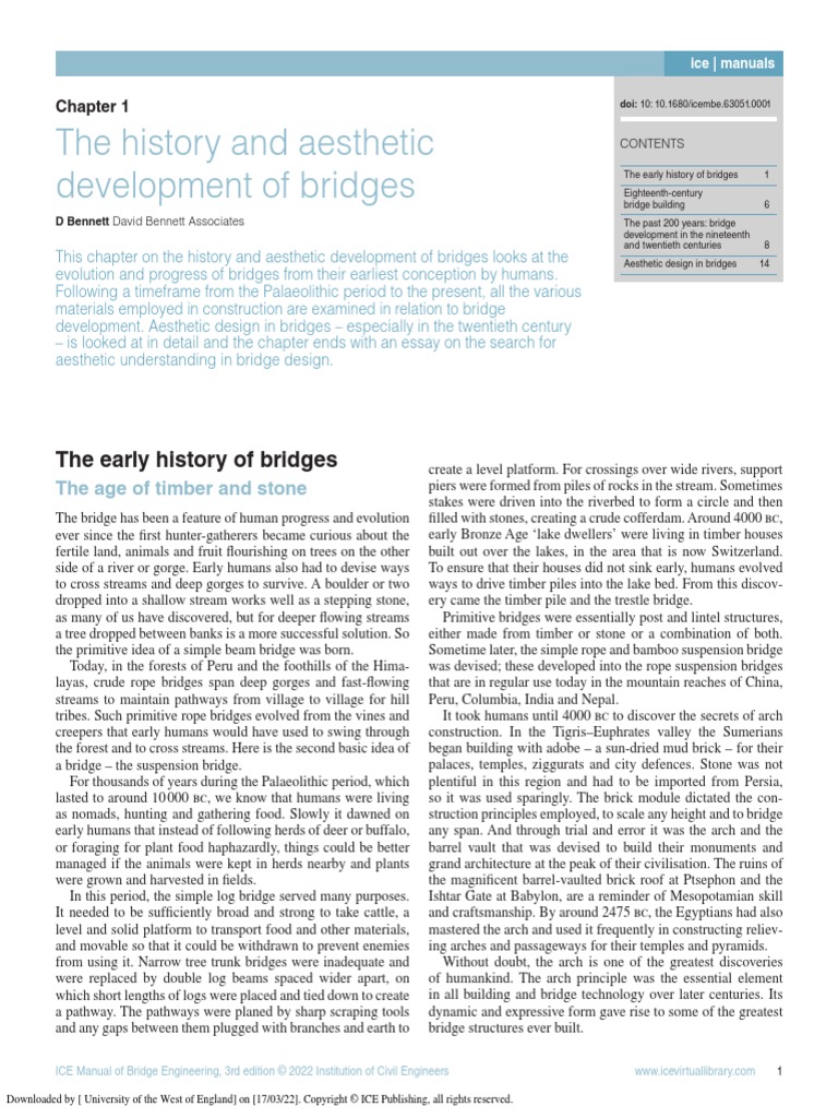 The History and Aesthetic Development of Bridges | PDF | Bridge