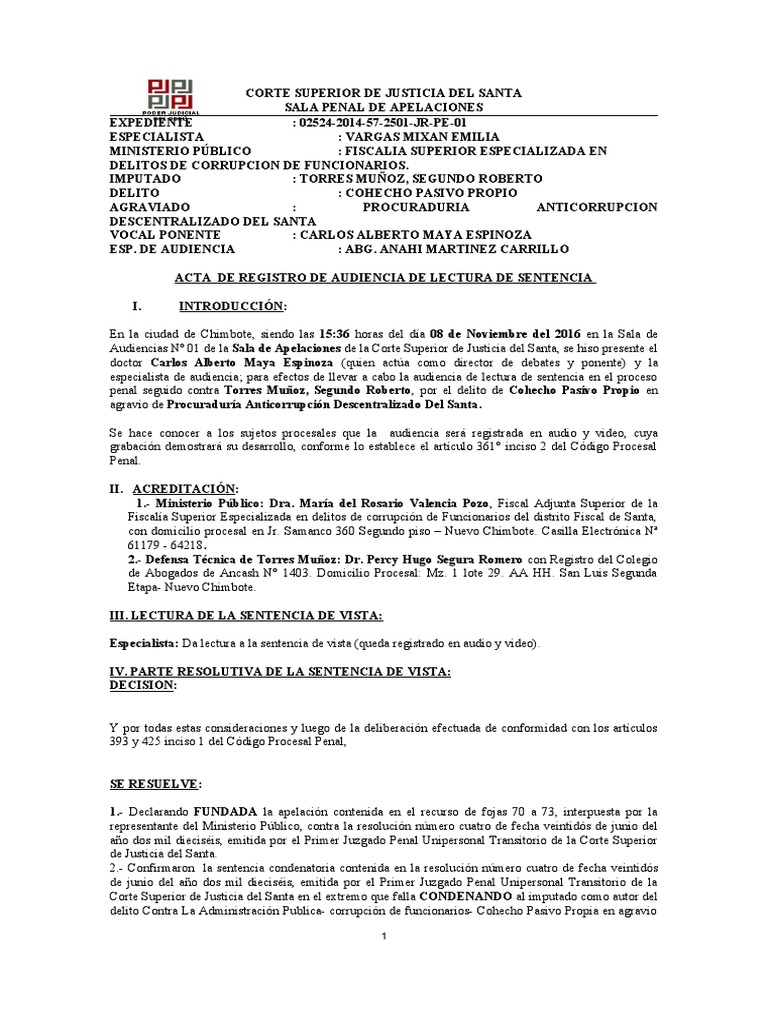 Lectura de Sentencia | PDF | Sentencia (ley) | Derecho penal