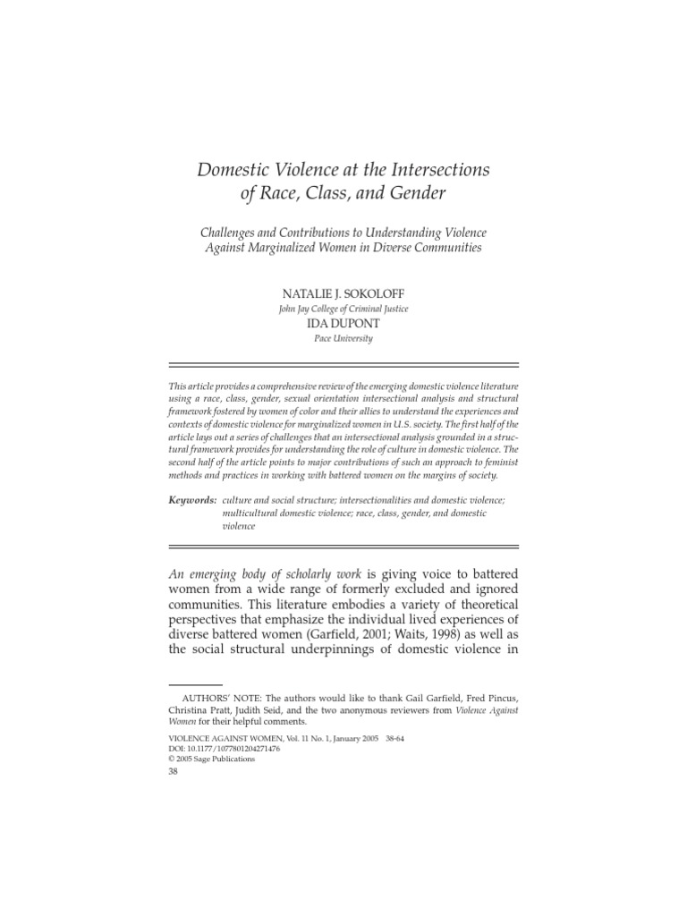 Domestic Violence at The Intersections of Race, Class, and Gender | PDF ...