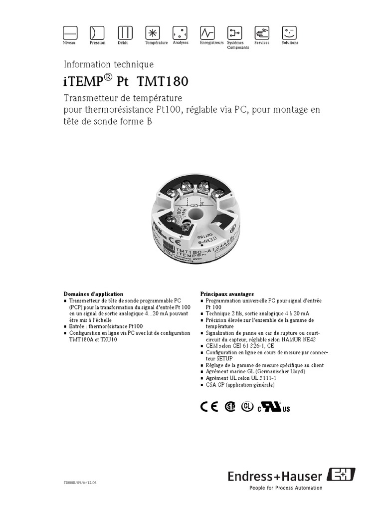 FT Transmetteur-Tmt180 | PDF | Capteur | Électrotechnique