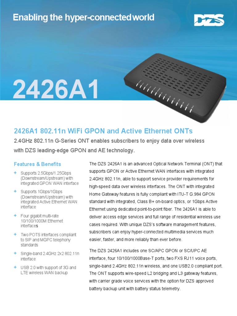 Enabling The Hyper-Connected World: 2426A1 802.11N Wifi Gpon and Active ...