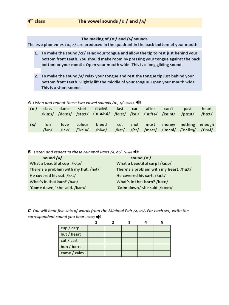 Distinguishing /ɑː/ and /ʌ/ Sounds | PDF | Giraffe | Mouth